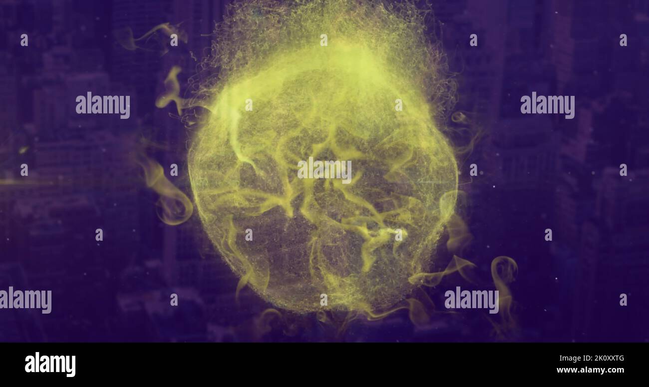 Image of globe with network of connections over binary coding Stock Photo