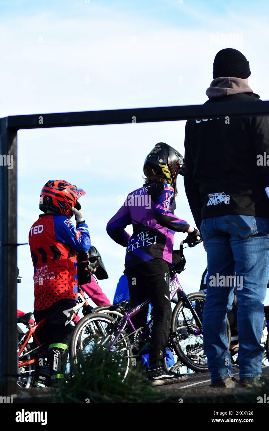 BMX riders are ready for an event Stock Photo Alamy