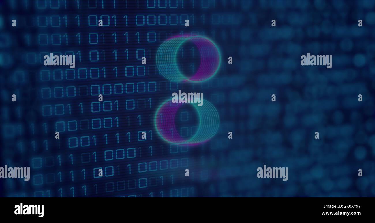 Image of data processing over circles Stock Photo