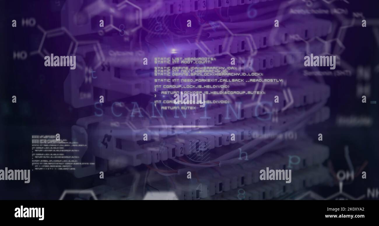 Image of shapes and data processing over server room Stock Photo - Alamy