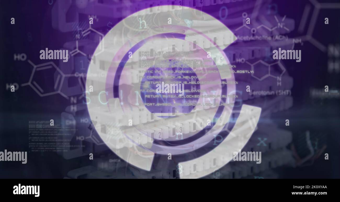 Image of shapes and data processing over server room Stock Photo - Alamy