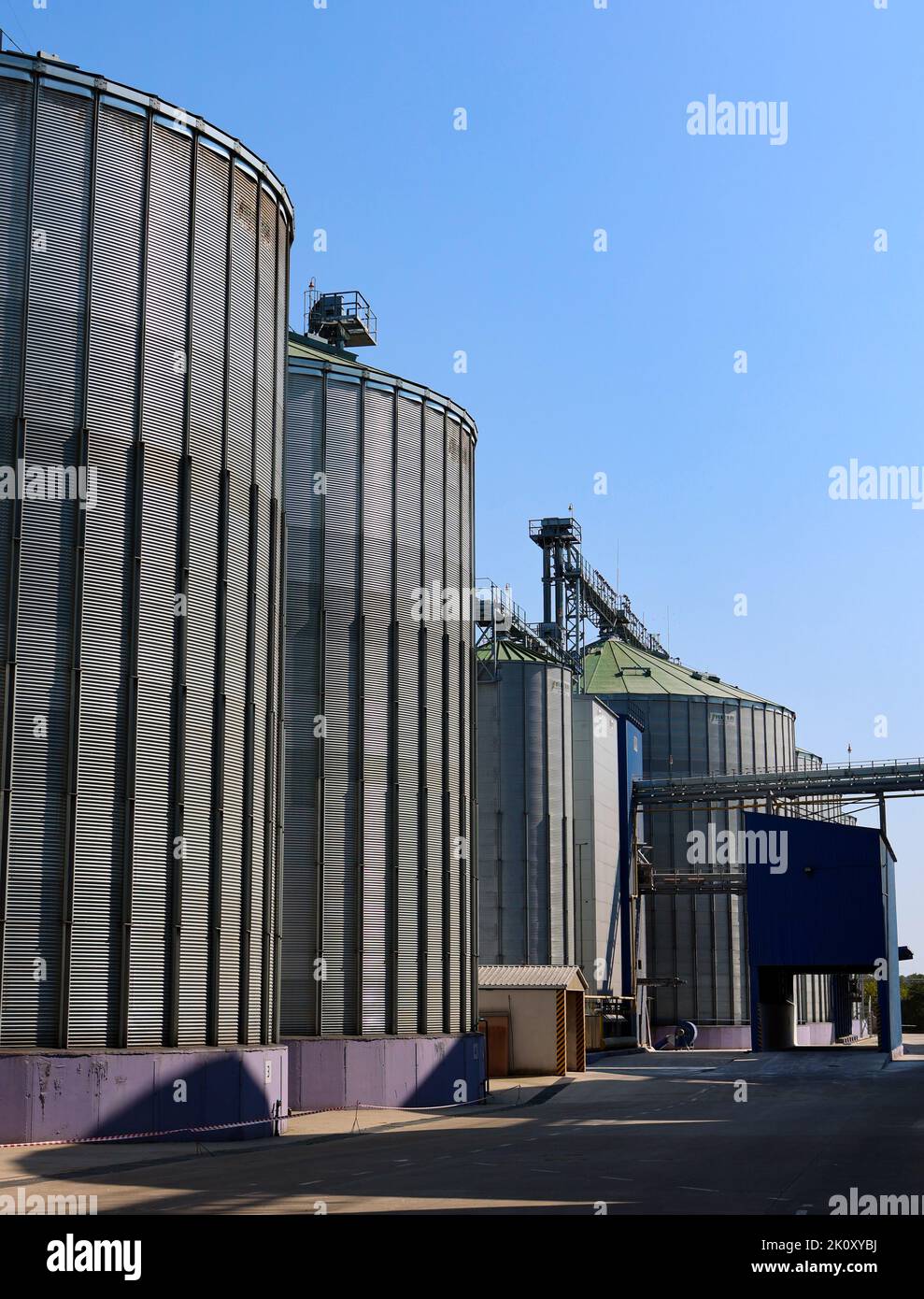 HORODENKA, UKRAINE - SEPTEMBER 9, 2022 - Granaries are pictured on the premises of the Vilkhivtsi Agricultural Company, Horodenka, Ivano-Frankivsk Reg Stock Photo