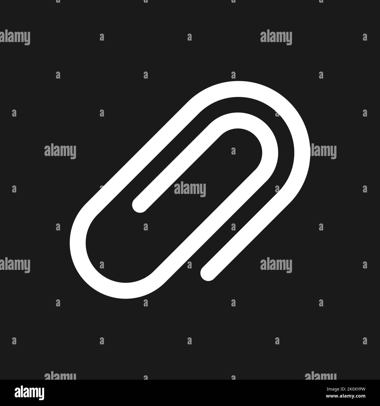 Paperclip dark mode glyph ui icon Stock Vector