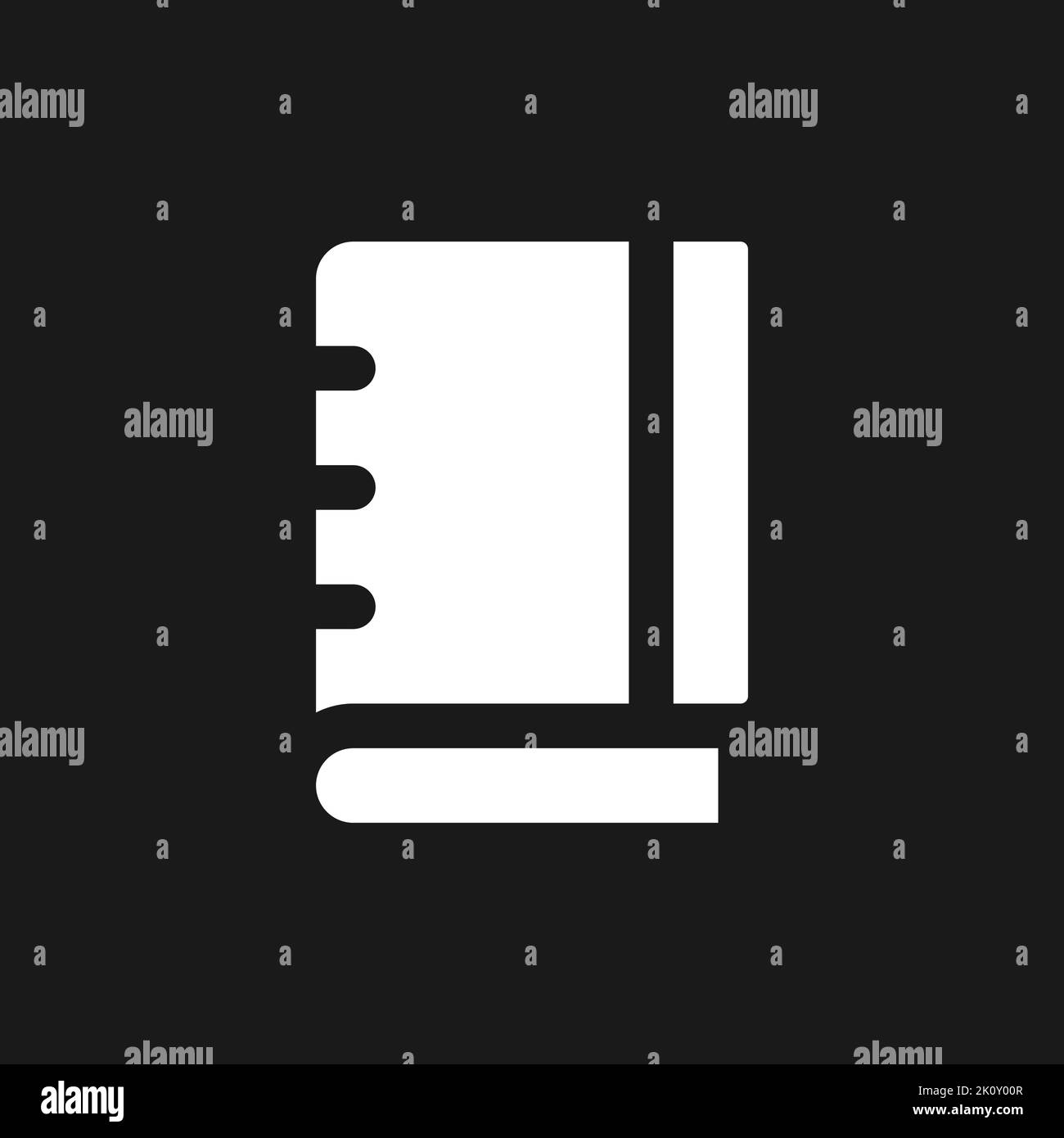 School notebook dark mode glyph ui icon Stock Vector