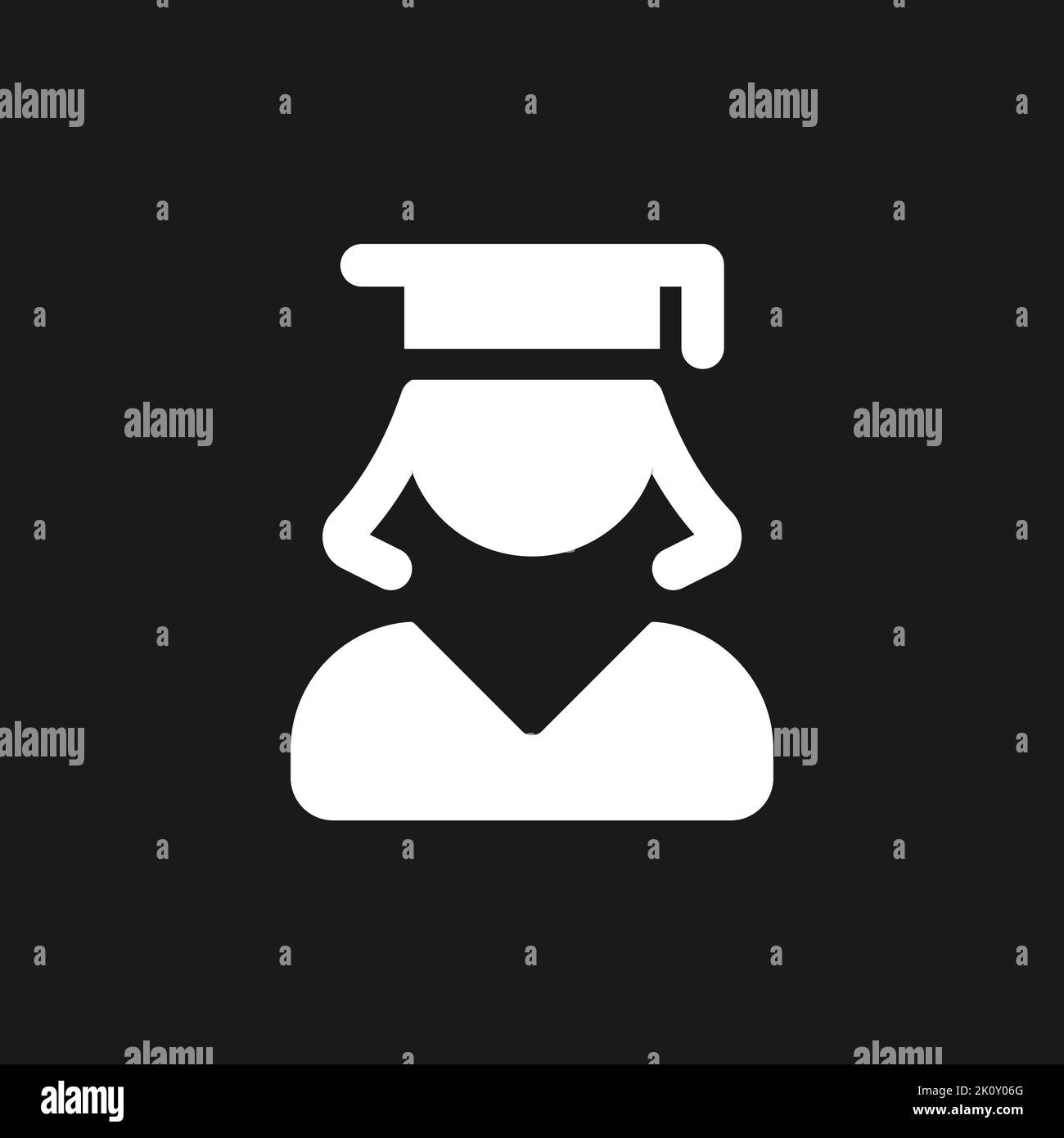 Female student dark mode glyph ui icon Stock Vector