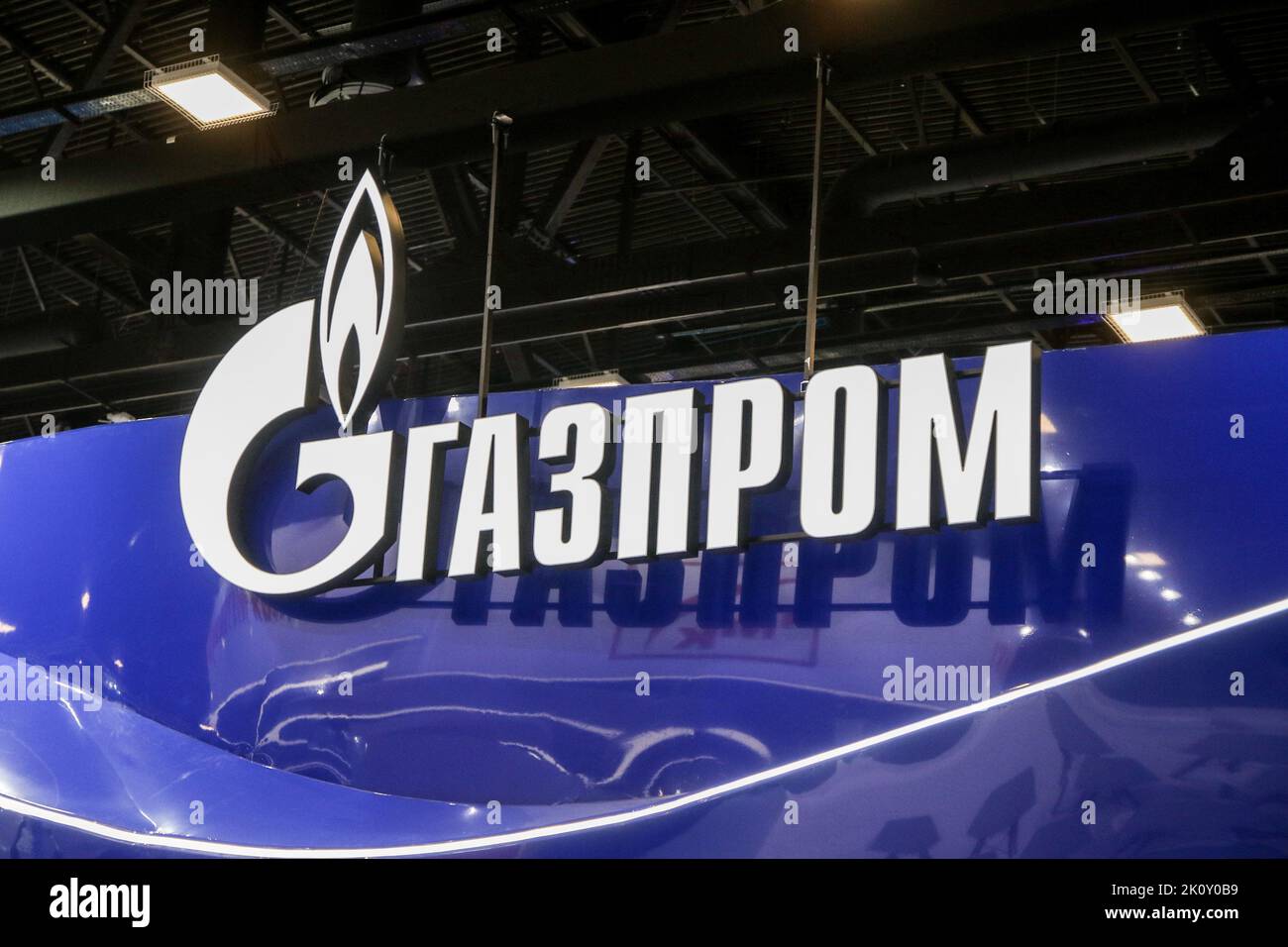 Gazprom Logo on the St. Petersburg International Gas Forum 2022 (SPIGF ...