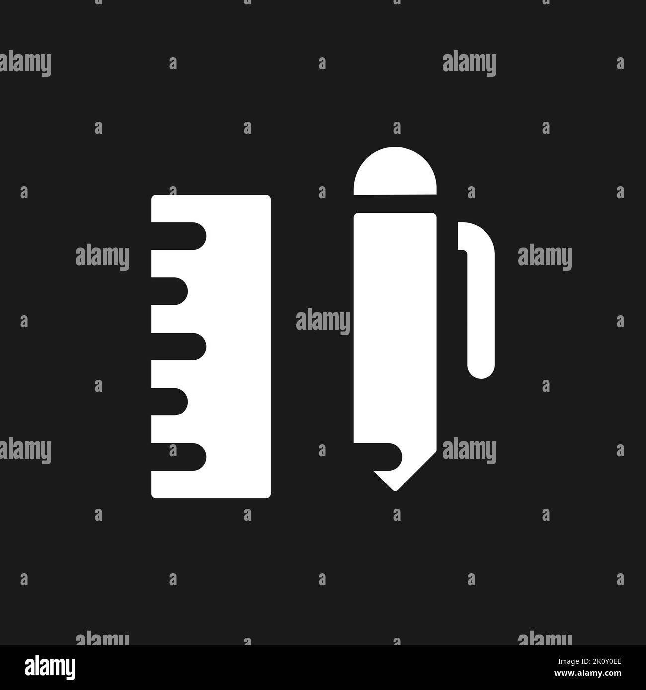 School stationery dark mode glyph ui icon Stock Vector
