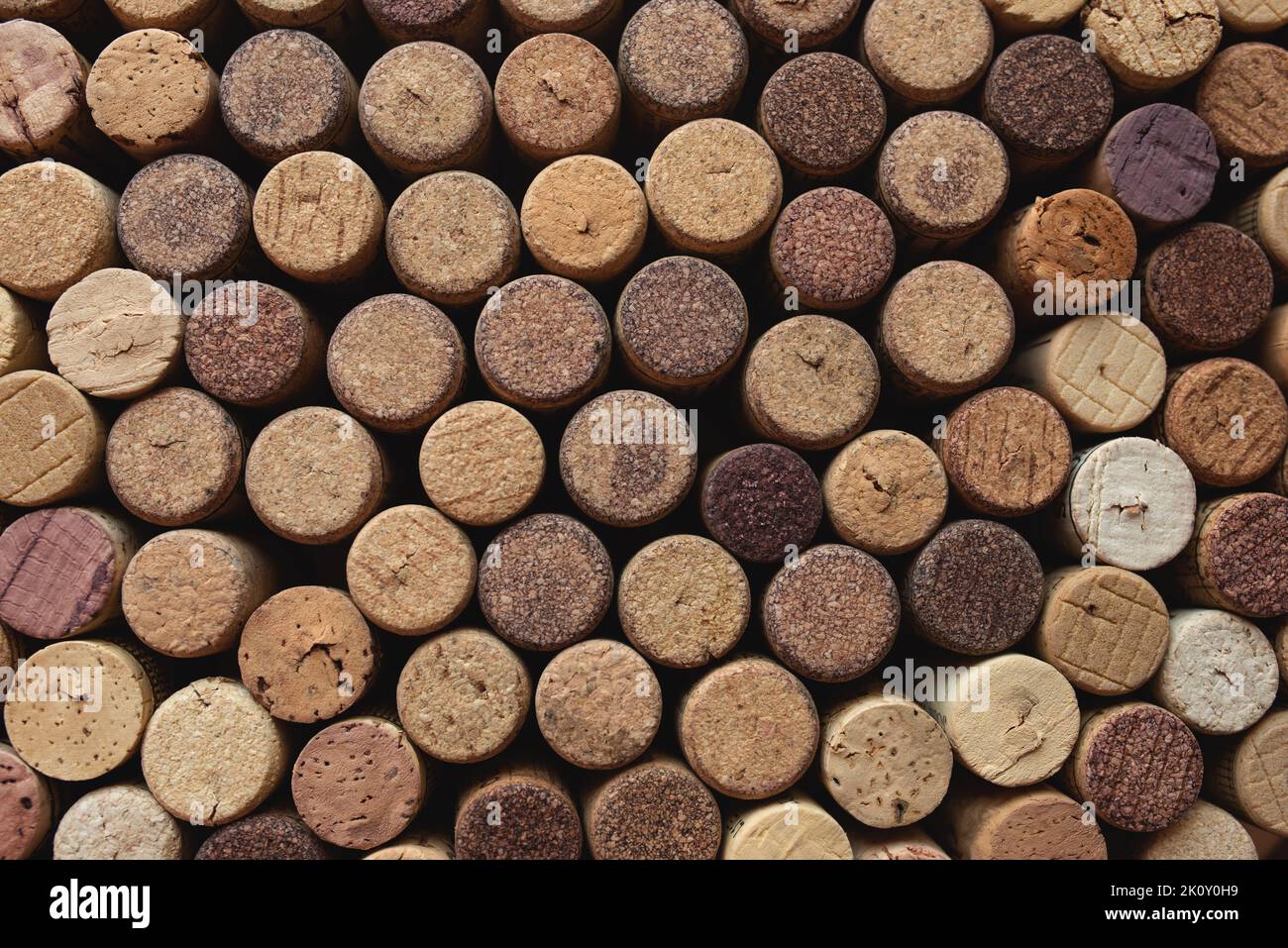 Wine corks background, shot from the top. Stock Photo