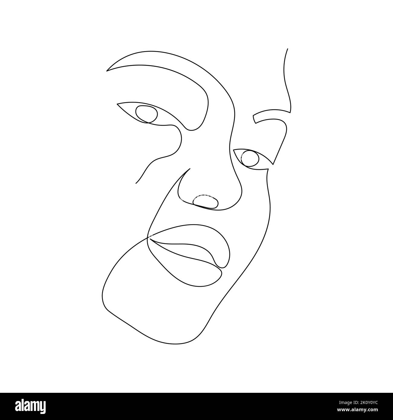 Continuous line drawing of portrait of a beautiful Woman's face ...