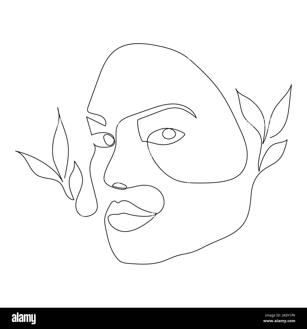 Continuous line drawing of portrait of a beautiful Woman's face ...