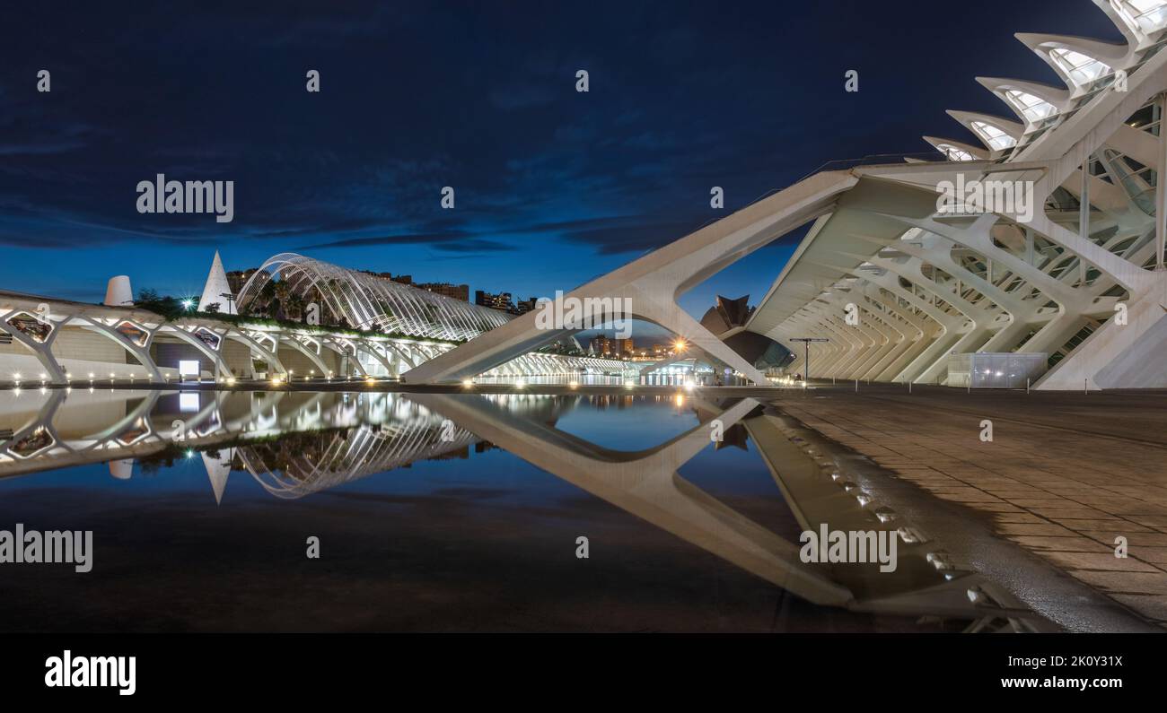 City of Arts and Sciences (Ciutat de les Arts i les Ciències) in Valencia, Spain. Stock Photo