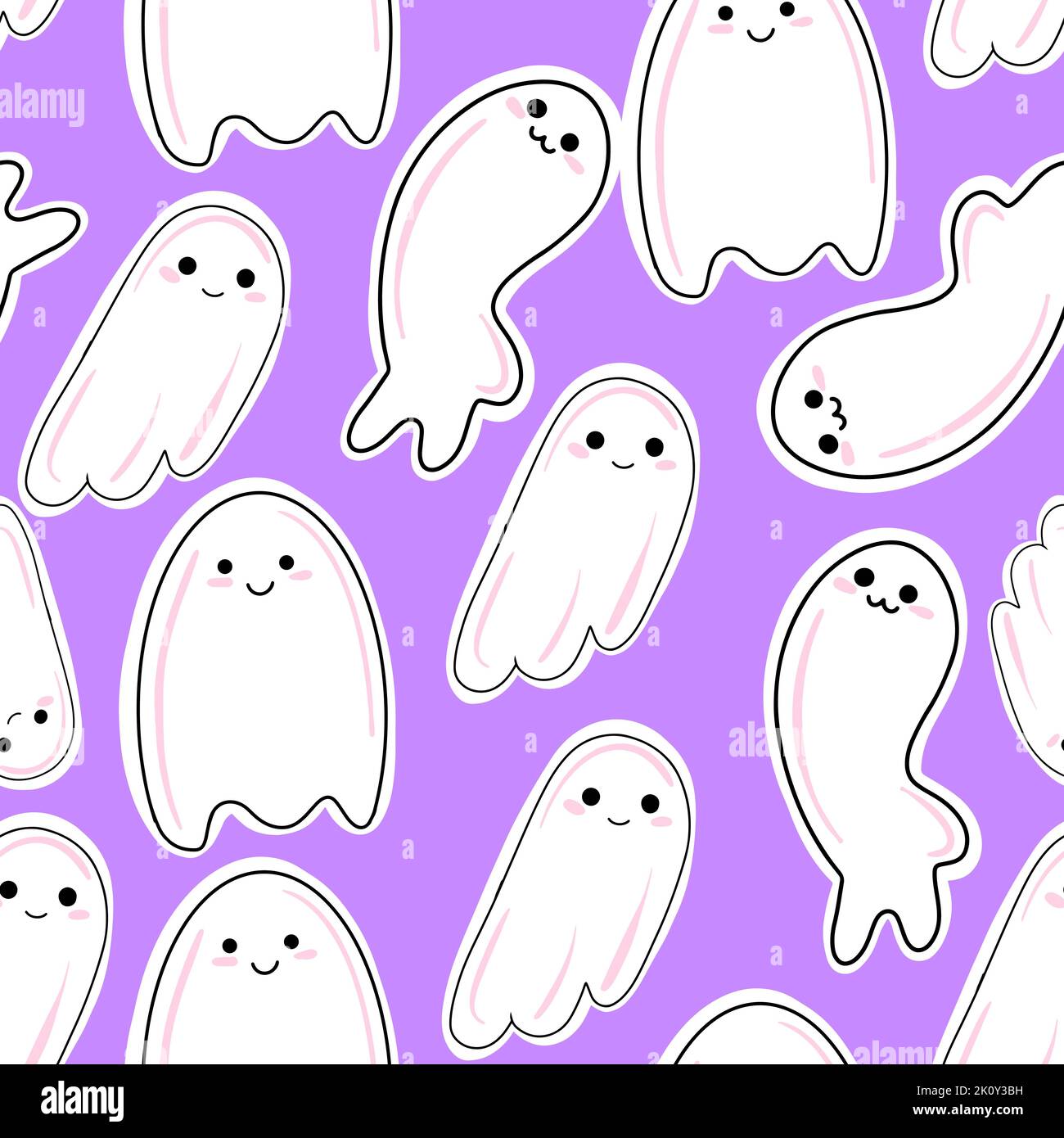 Vector Seamless pattern with cute ghosts pattern for halloween Stock ...