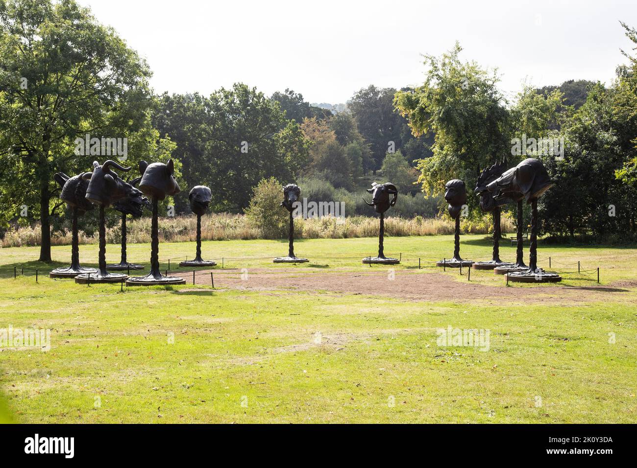 Ai Weiwei's Circle of Animals / Zodiac Heads the 12 animals of the Chinese Zodiac on a World Tour via the Yorkshire Sculpture Park, Wakefield Stock Photo