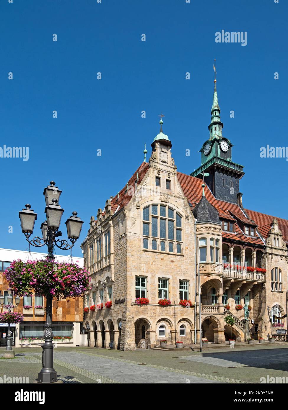 Bückeburg, Lower Saxony, Germany - 17 July 2021: Exterior view of the town hall of the city of Bückeburg, located on the market square. Stock Photo