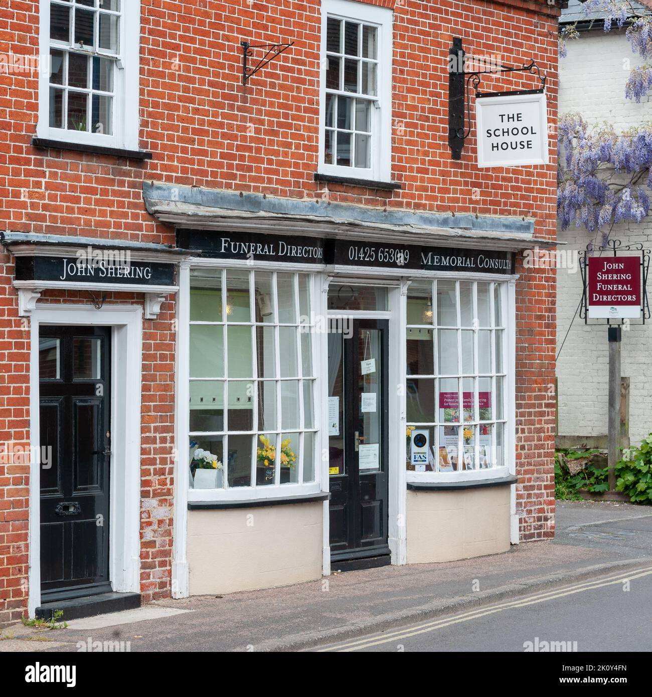 Funeral directors shop front, UK Stock Photo