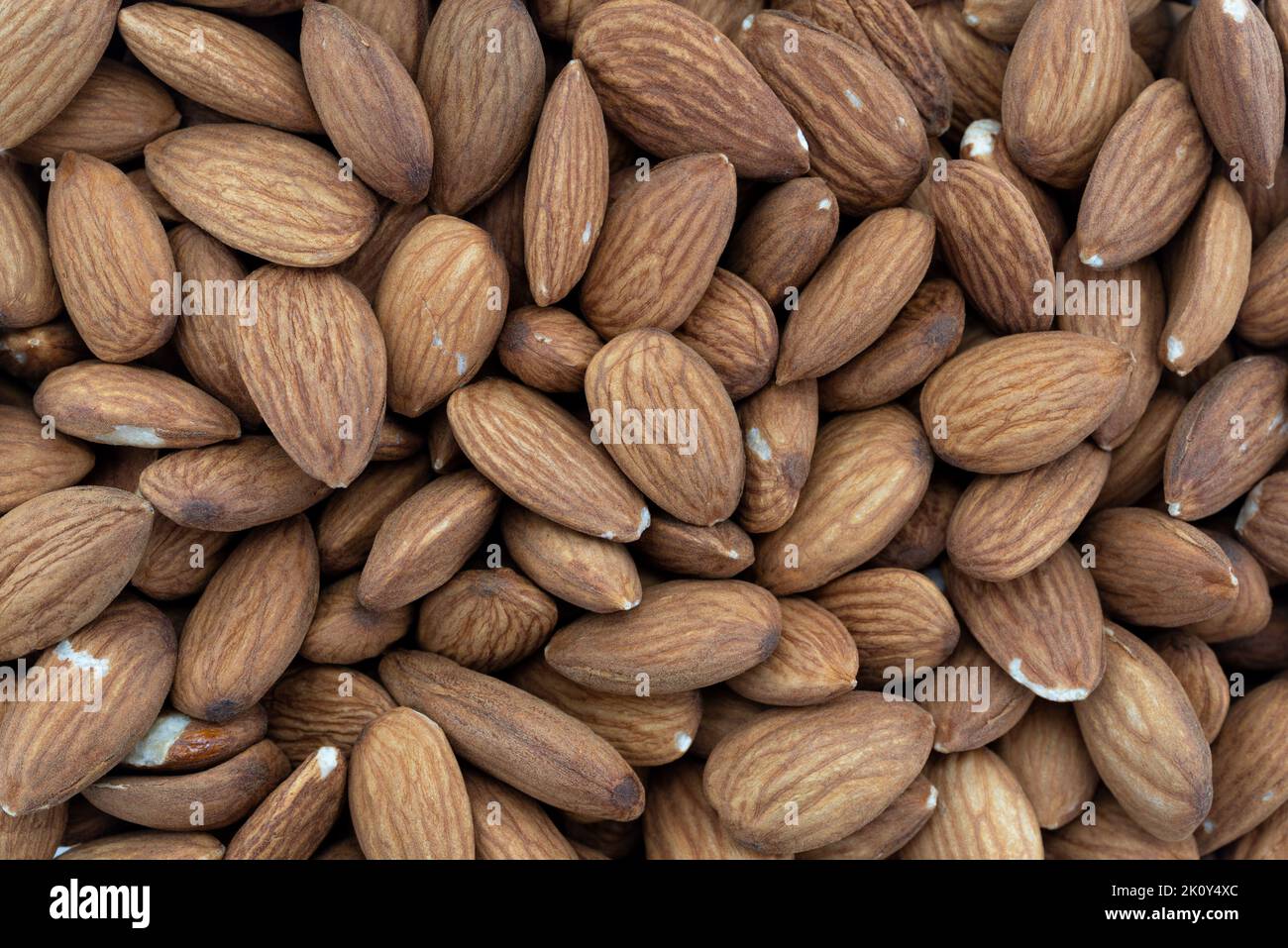 Top view of a group of almond nuts. Stock Photo