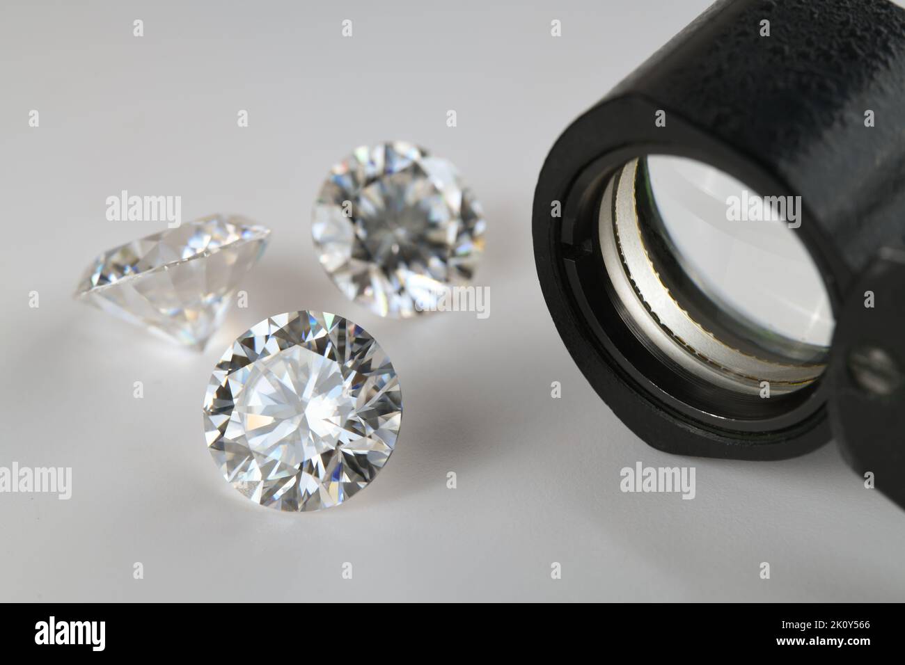 Luxury Round Cut Diamonds and Jewelry Loupe Stock Photo Alamy