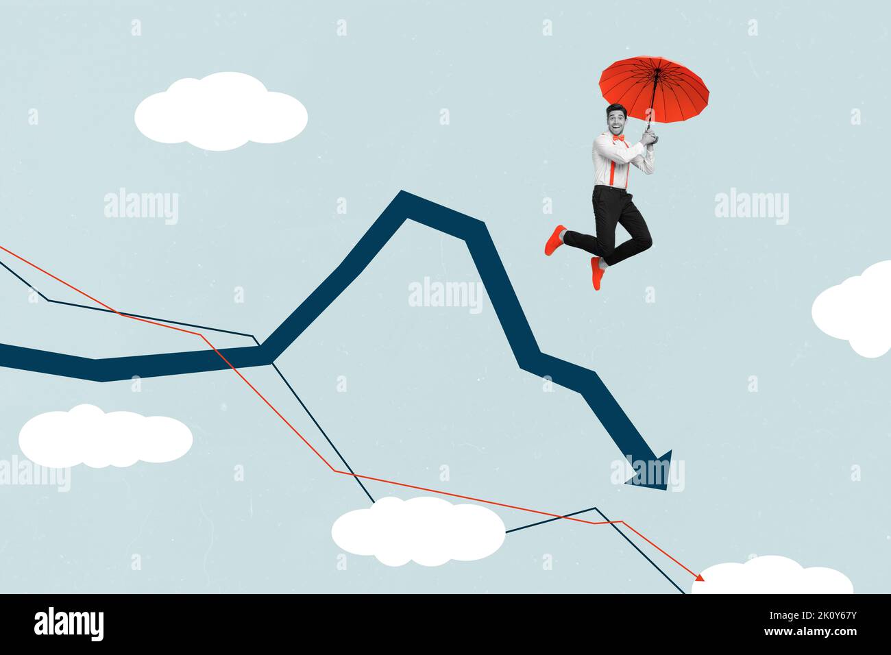 Collage banner of bankruptcy concept arrow decrease down gentleman fly ...