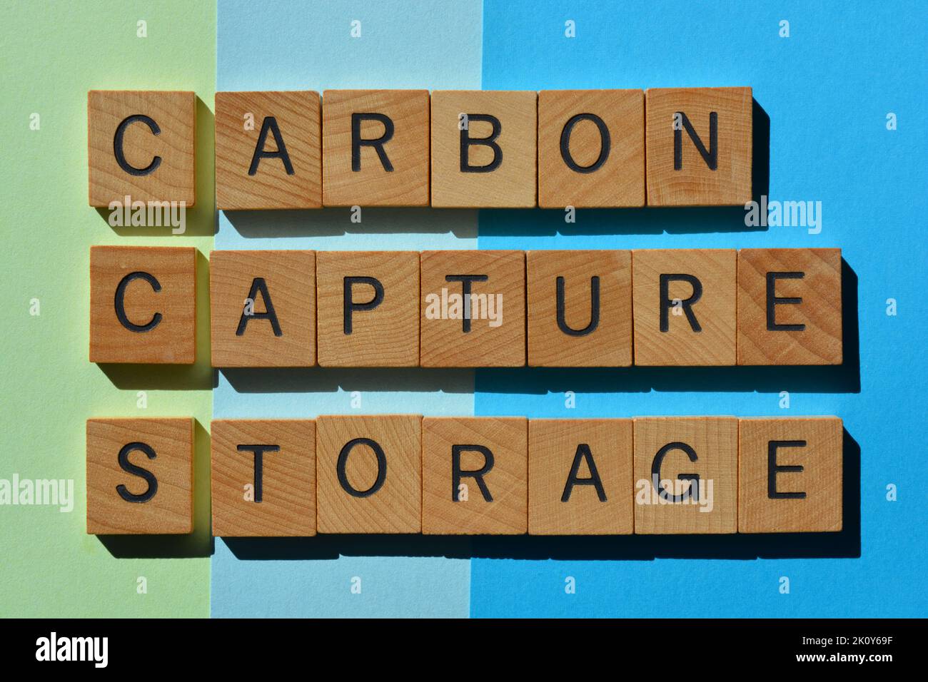 CCS, abréviation for Carbon Capture Storage in wooden alphabet letters isolated on background Stock Photo