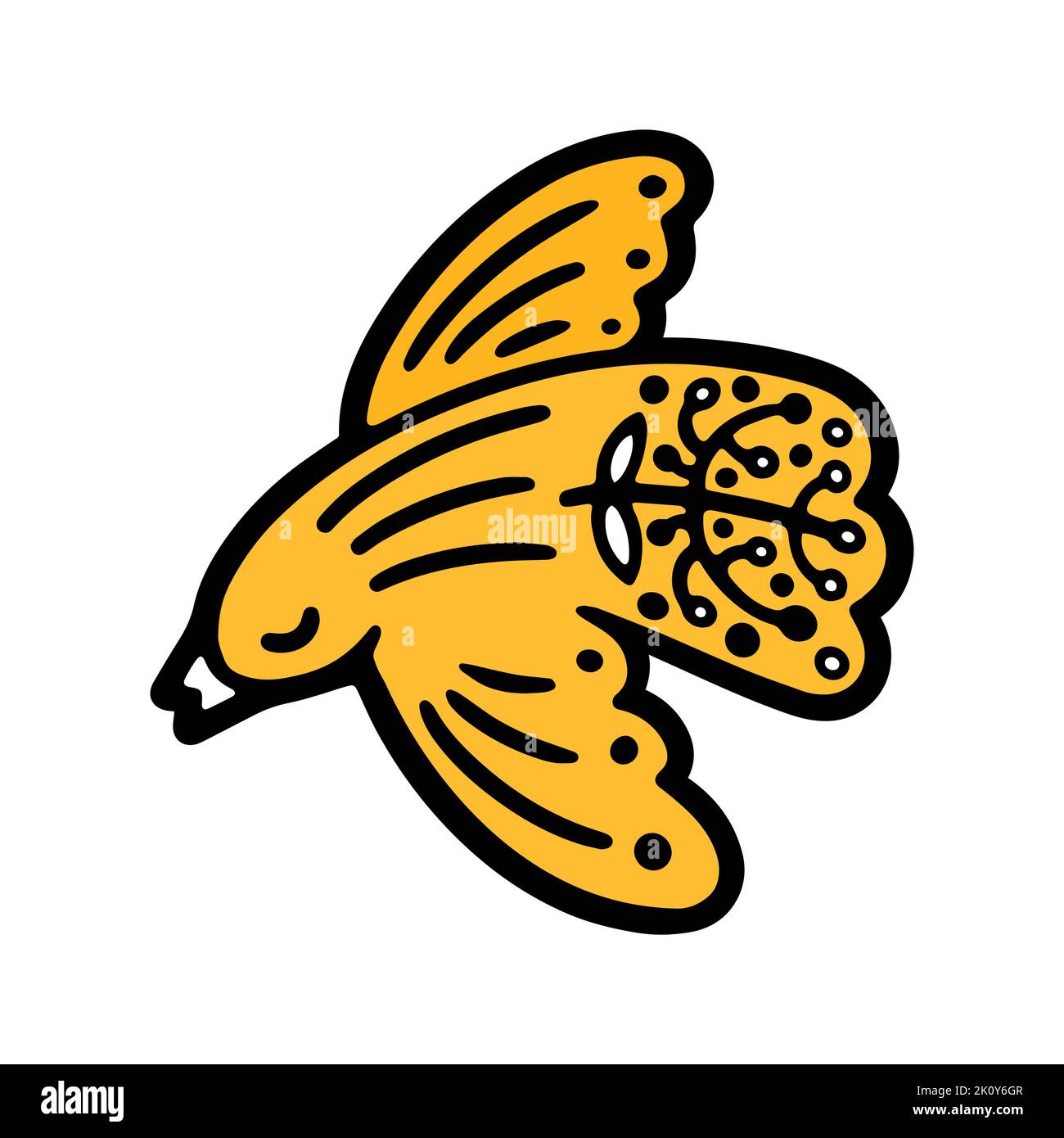 Cute drawing image of birdie. Color image of bird in flat design. Bird