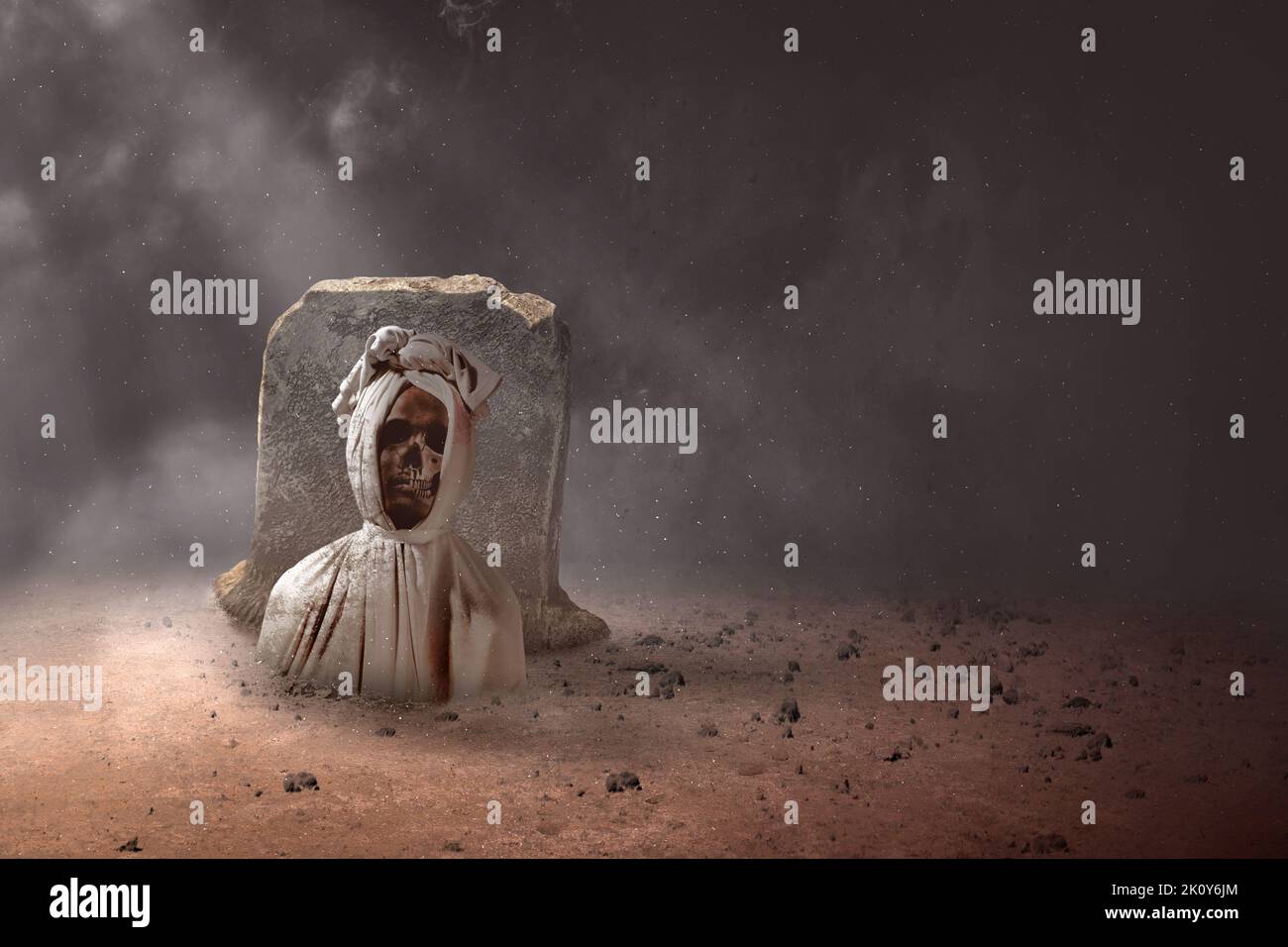 Pocong is covered with a white linen shroud and rises from the grave ...