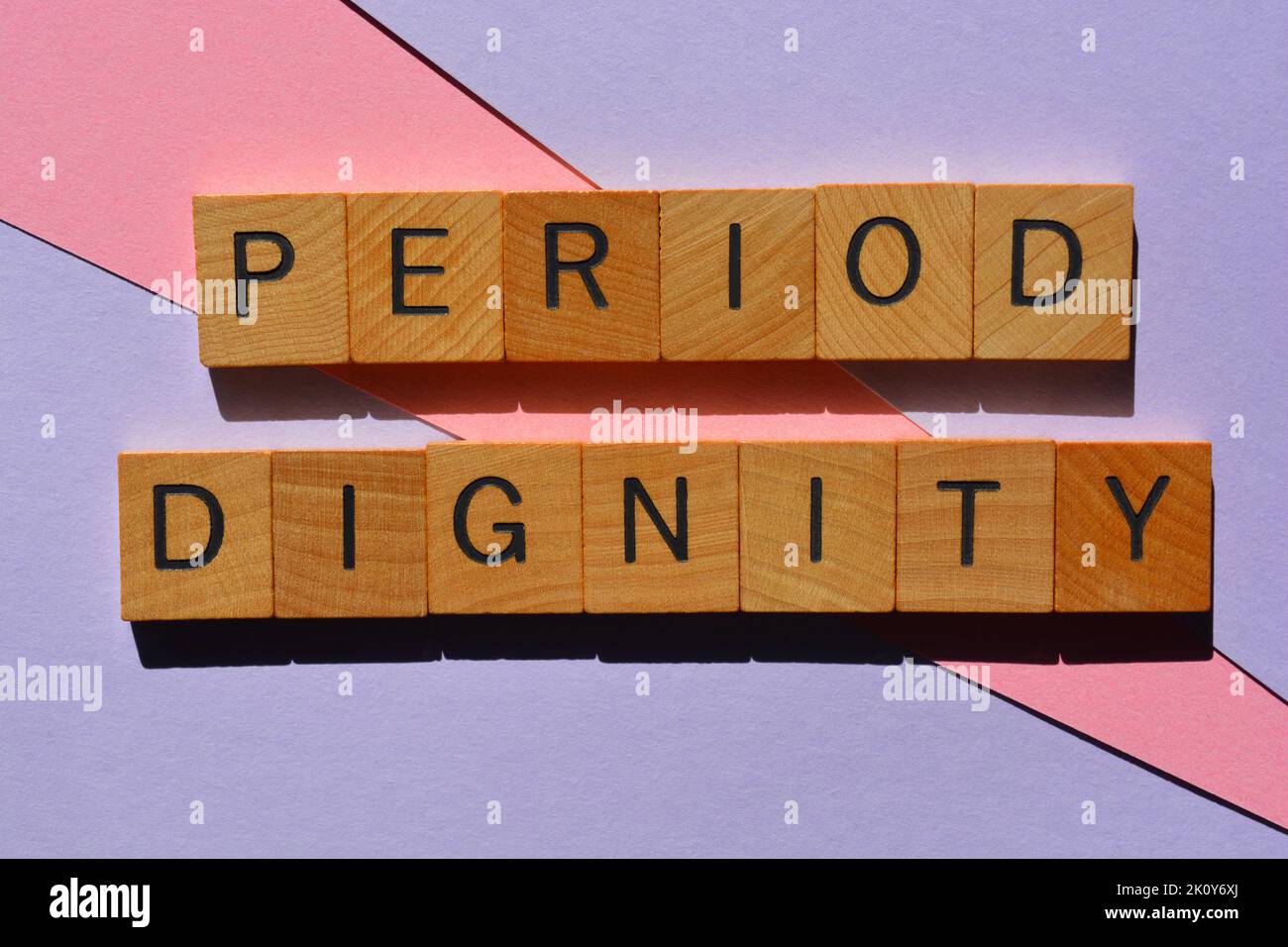 Period Dignity, words in wooden alphabet letters isolated on background Stock Photo