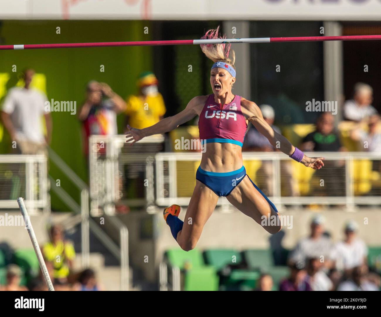 Sandi Morris of the USA competing in the women’s pole vault final at