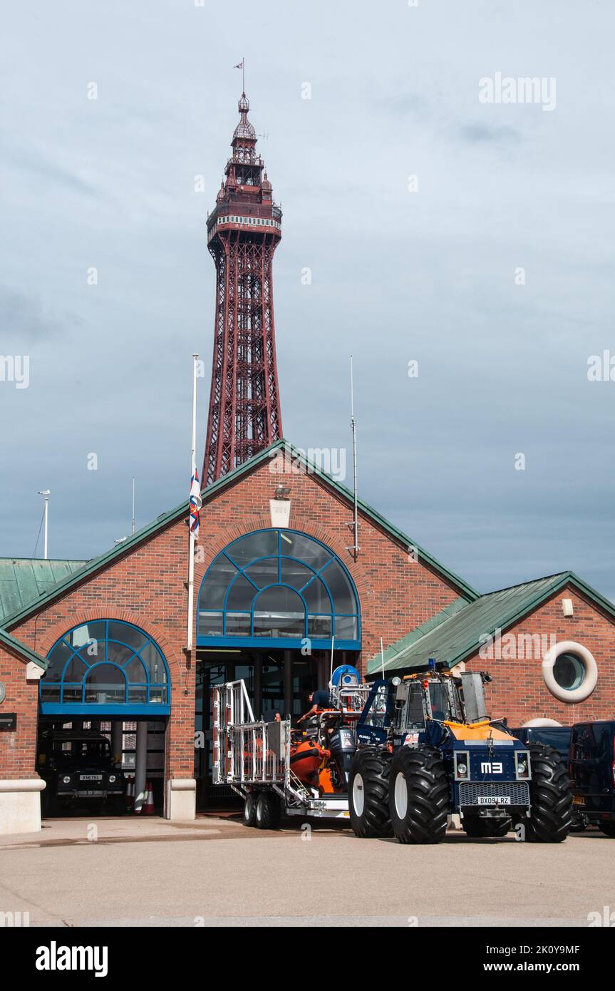 Around the UK Blackpool Lifeboat Station, with Blackpool Tower in the
