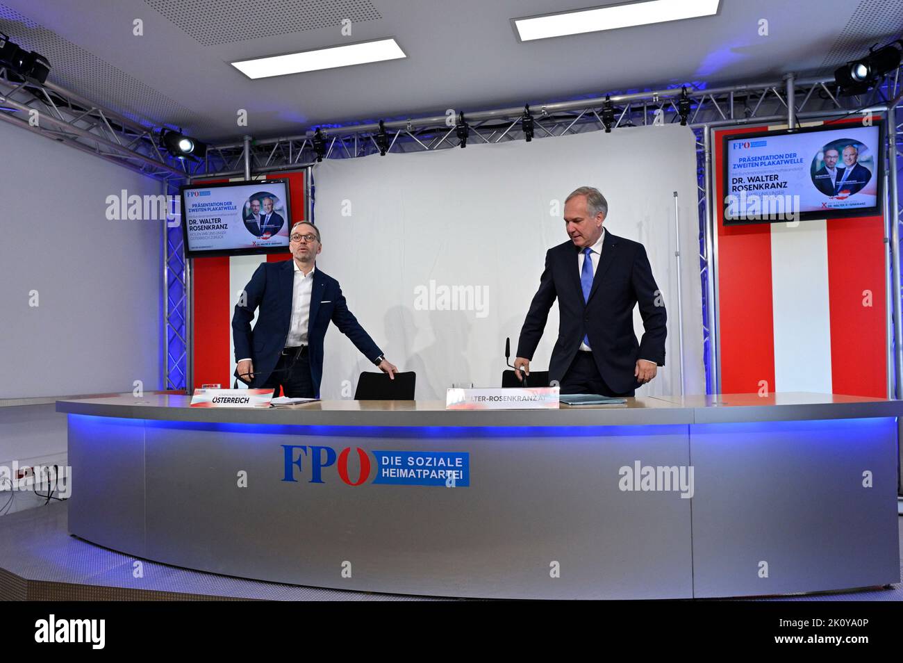 Vienna, Austria. 14th Sep, 2022. Second Poster campaign for the federal presidential election on October 9, 2022 with FPÖ Federal Party Chairman Herbert Kickl (L)  and the FPÖ candidate Walter Rosenkranz (R). Credit: Alamy Live News Stock Photo