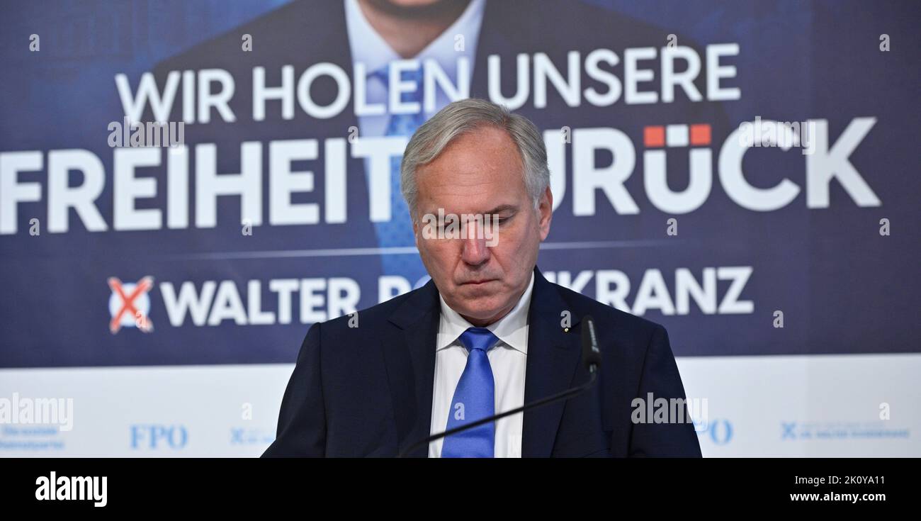 Vienna, Austria. 14th Sep, 2022. Second Poster campaign for the federal presidential election on October 9, 2022 with the FPÖ candidate Walter Rosenkranz. Credit: Alamy Live News Stock Photo