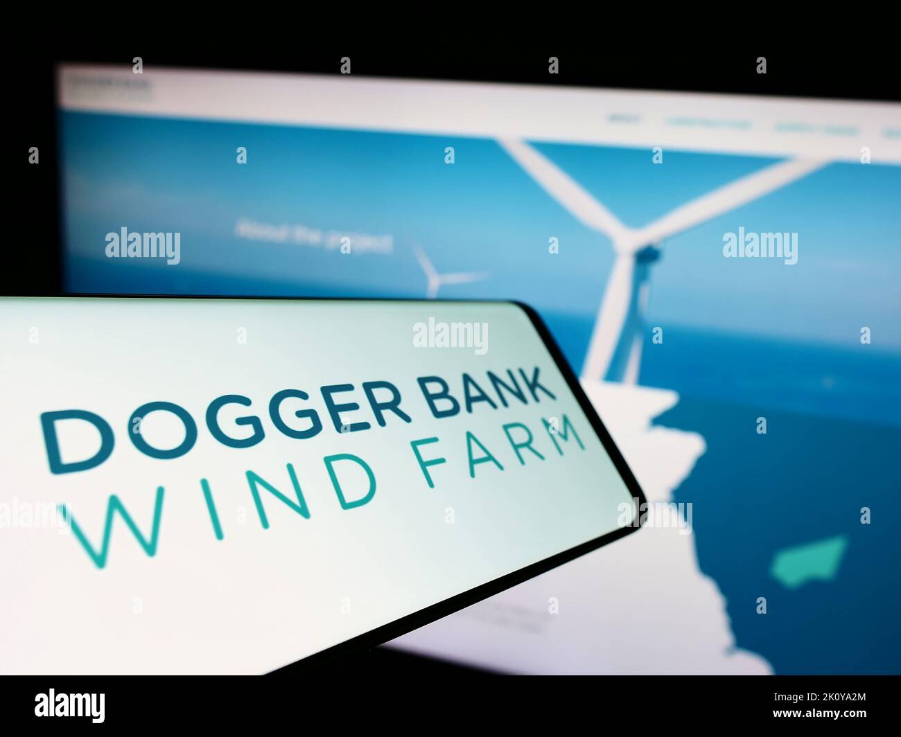 Smartphone with logo of offshore energy generator Dogger Bank Wind Farm