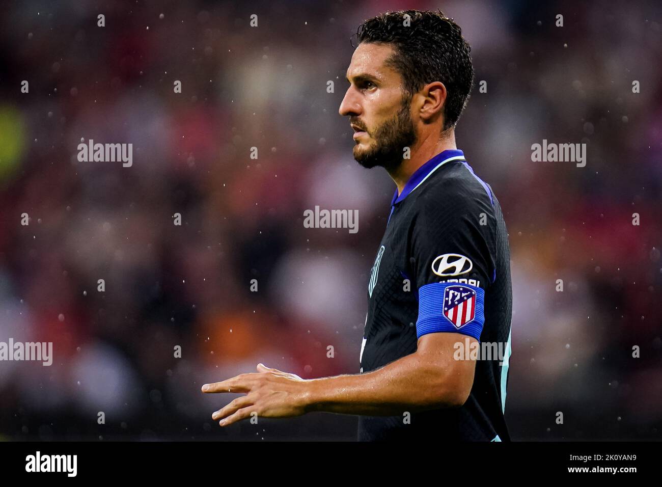 LEVERKUSEN, GERMANY - SEPTEMBER 13: Koke of Atletico Madrid looks on during the UEFA Champions League - Group B match between Bayer Leverkusen and Atletico Madrid at the BayArena on September 13, 2022 in Leverkusen, Germany (Photo by Rene Nijhuis/Orange Pictures) Stock Photo