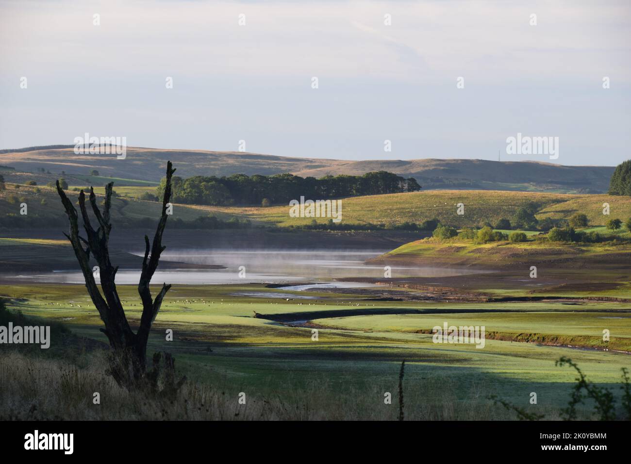 Stocks reservoir in Bowland Lancashire showing effects of drought with