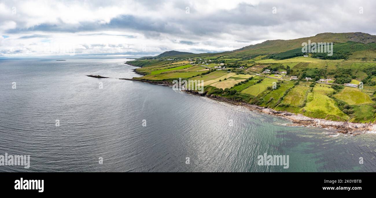 Aerial view of the beautiful Donegal coast by Largy at the secret waterfall - Ireland Stock Photo