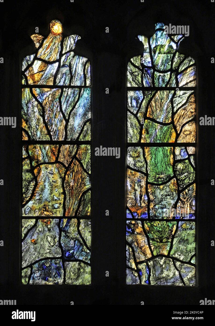 A stained glass window by Thomas Denny, St Mary's Church, Tarrant Hinton, Dorset Stock Photo
