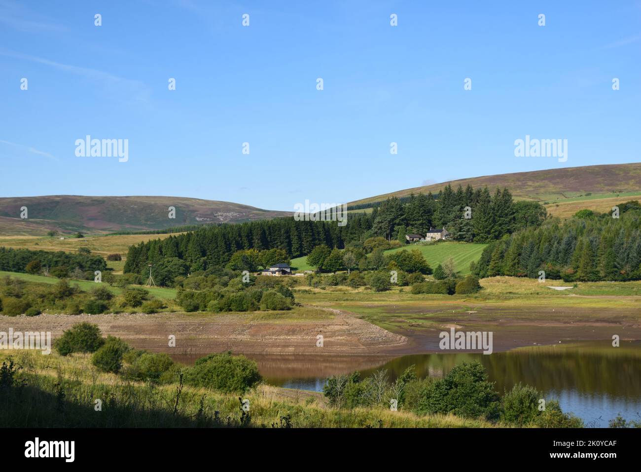 Stocks reservoir in Bowland Lancashire showing effects of drought with