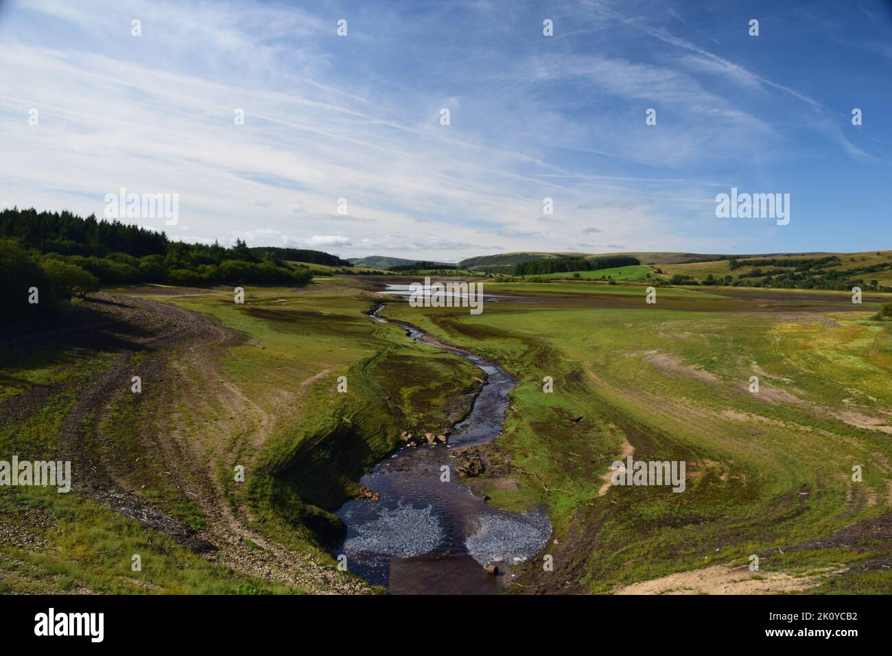 Stocks reservoir in Bowland Lancashire showing effects of drought with