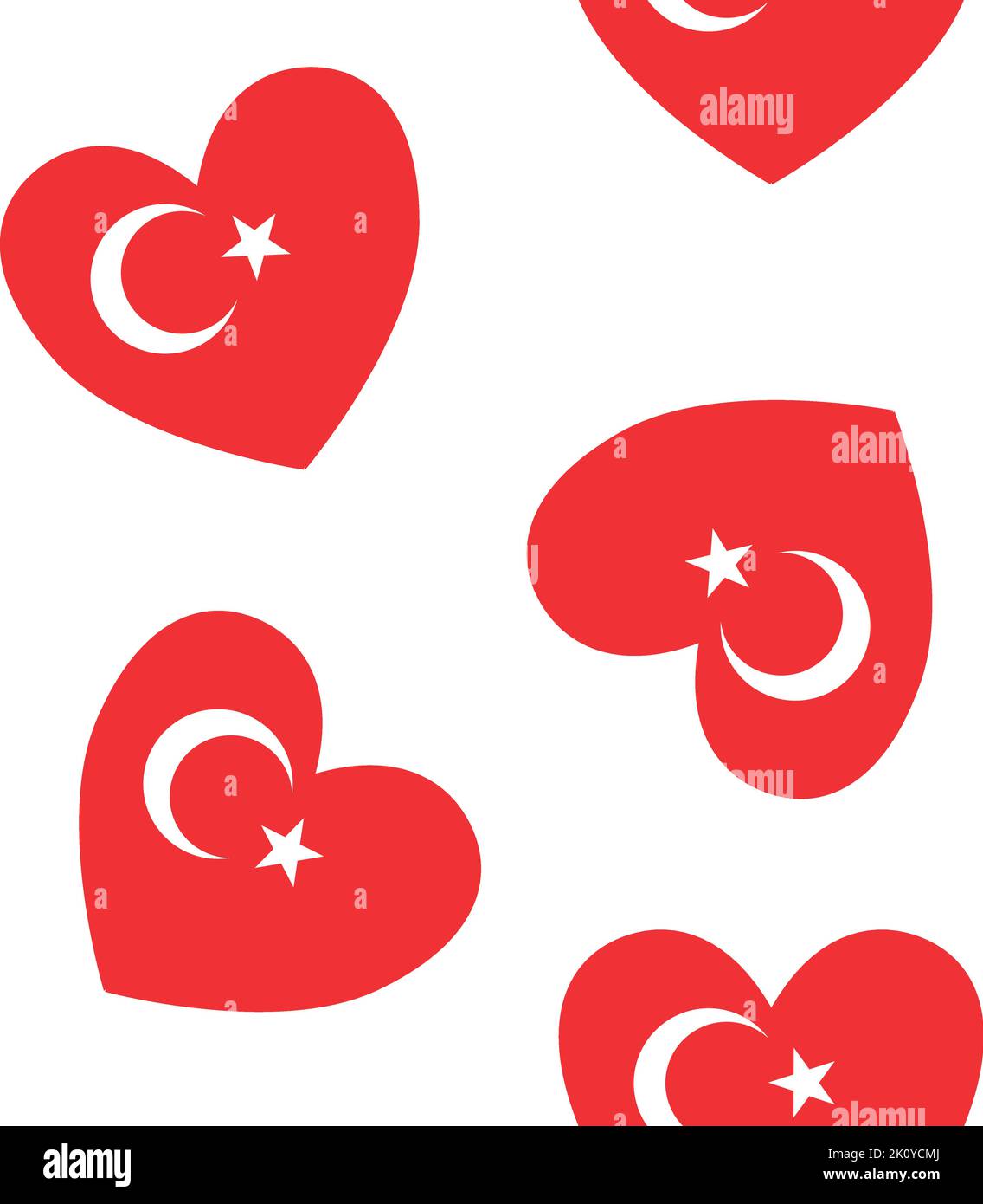 Vector seamless pattern of Turkey flag heart Stock Vector
