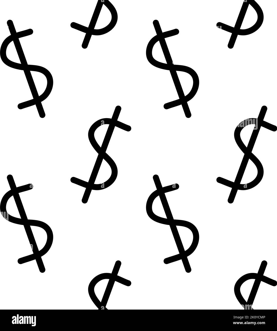 Vector seamless pattern of hand drawn dollar sign Stock Vector