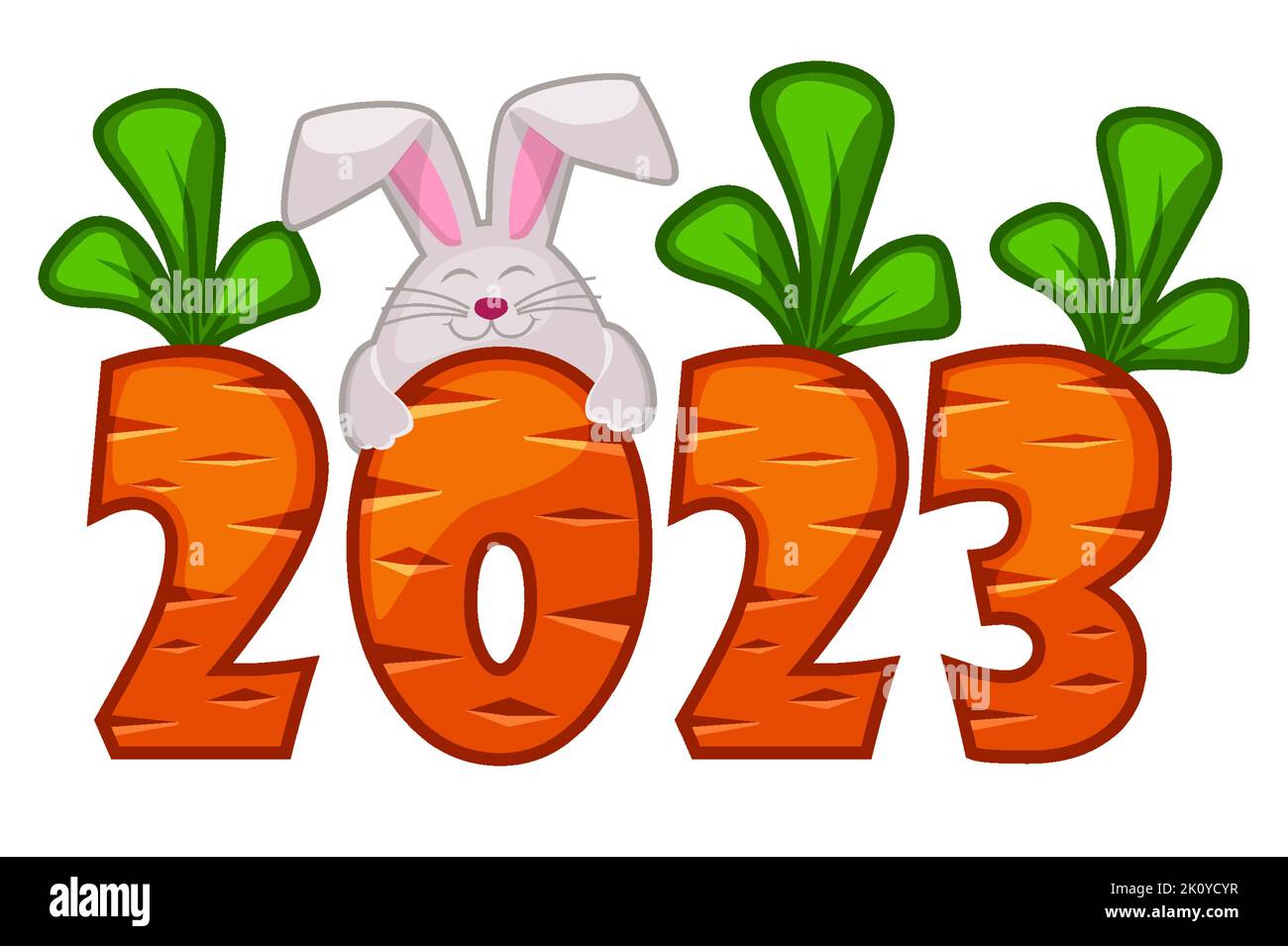 Carrot number 2023 and rabbit. Happy New Year 2023, Greeting card ...