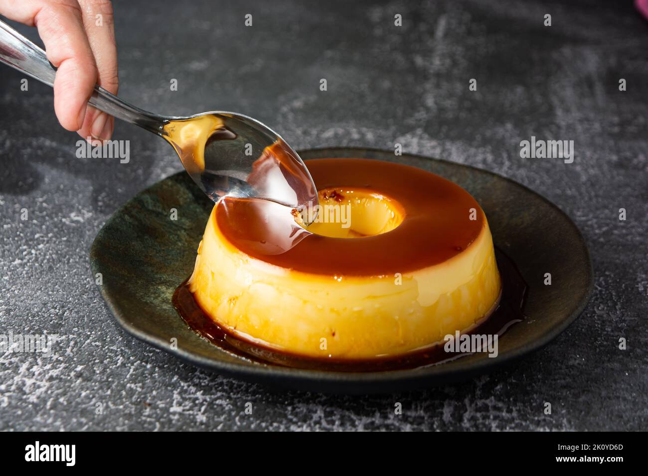 https://c8.alamy.com/comp/2K0YD6D/pudim-de-leite-or-milk-pudding-traditional-brazilian-dessert-with-caramel-also-known-as-flan-high-angle-view-2K0YD6D.jpg