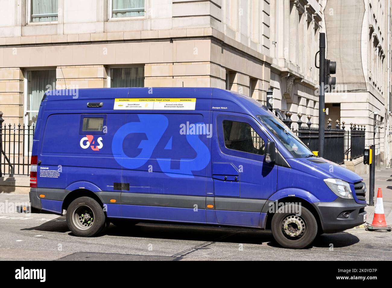 London, United Kingdom - June 2022: Amoured security van operated by the G4S company parked on a city street Stock Photo