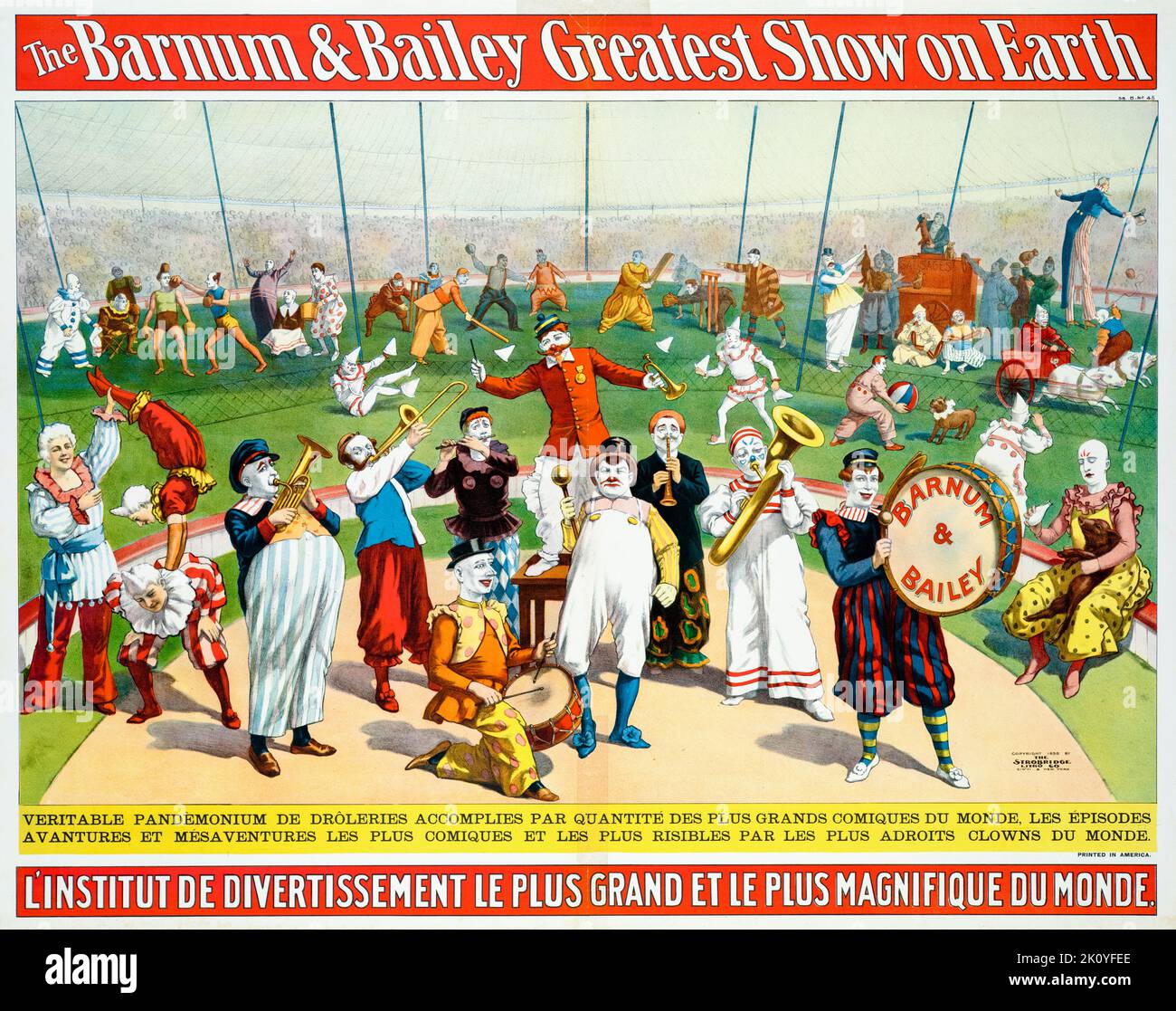 The Barnum & Bailey Greatest Show on Earth, Circus Poster in French,  by Strobridge Lithograph Company, 1898 Stock Photo