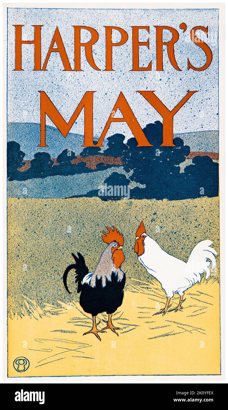 Harper's May, magazine issue, promotional poster by Edward Penfield, 1898 Stock Photo