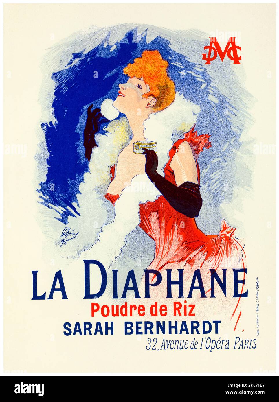 Vintage 19th Century poster, Sarah Bernhardt (La Diaphane) by Jules Chéret, 1898 Stock Photo