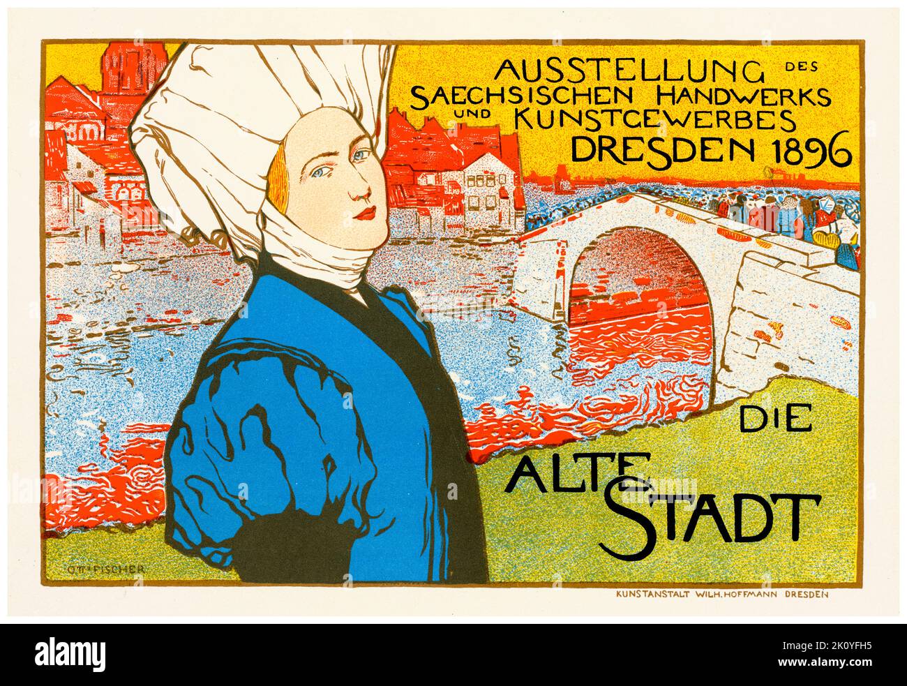 La Vielle Ville (Exhibition of Saxon Arts and Crafts, Dresden), poster by Otto Fischer, 1896 Stock Photo