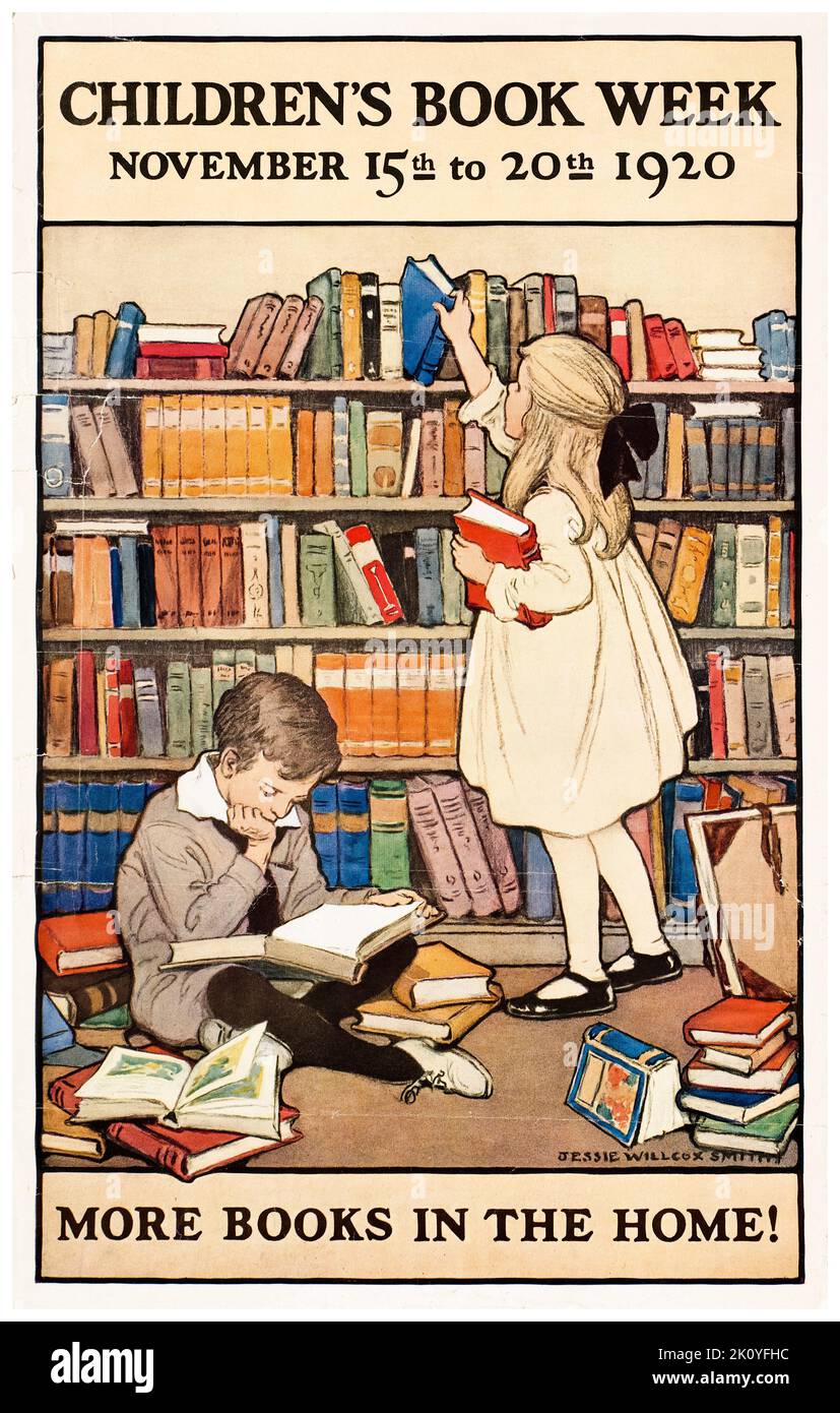 Children’s book week, November 15th to 20th 1920, poster by Jessie Willcox Smith, 1920 Stock Photo