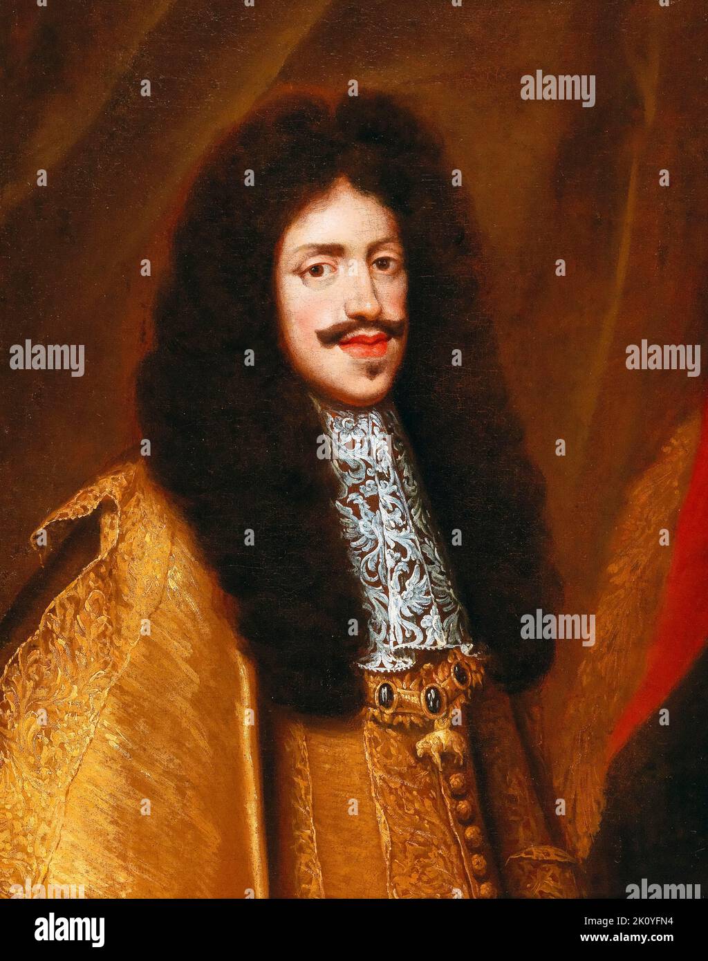 Leopold I (1640-1705), Holy Roman Emperor (1658-1705), wearing the Order of the Golden Fleece, portrait painting in oil by Benjamin Block, before 1690 Stock Photo