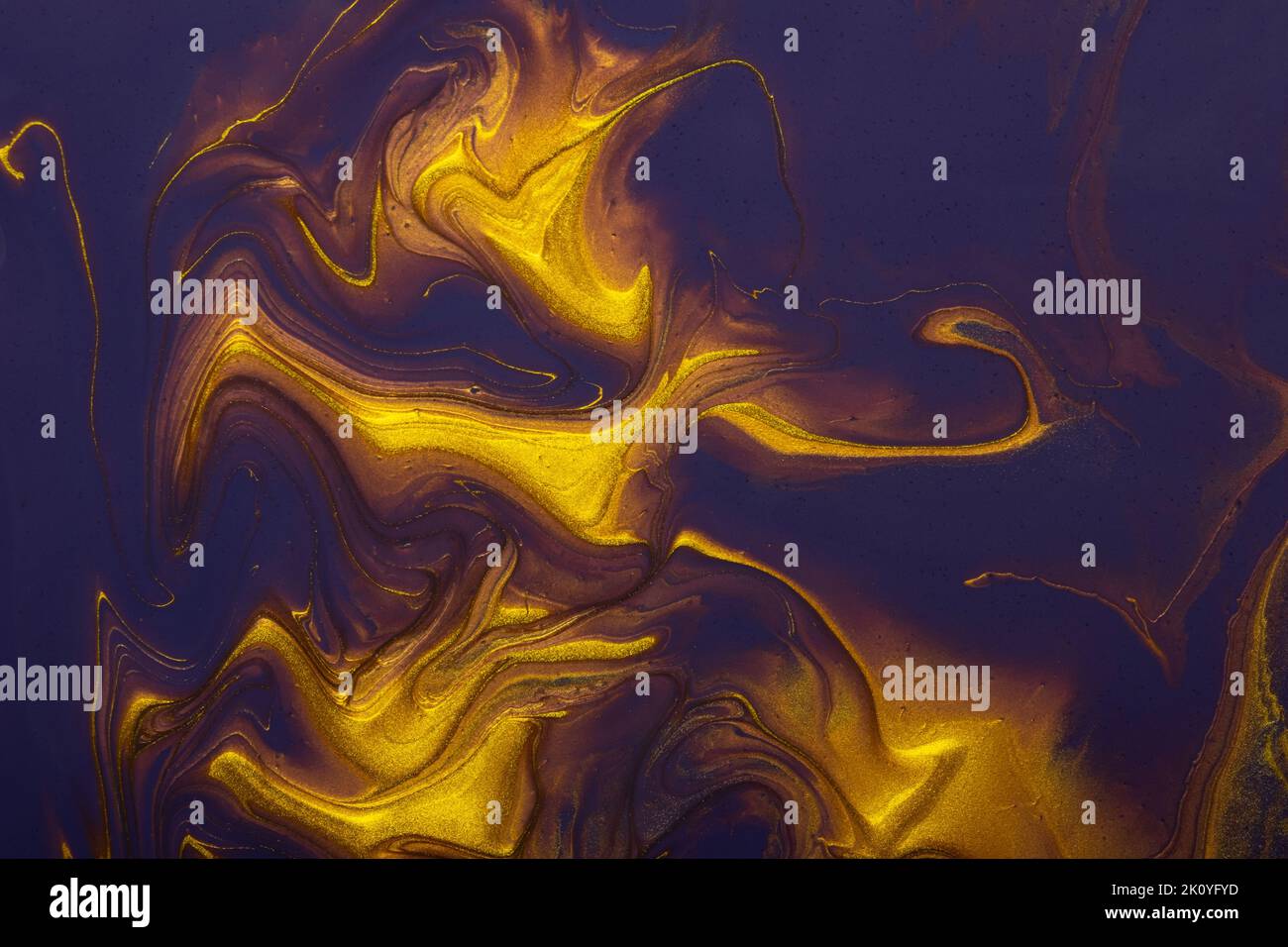 Abstract fluid art background navy blue and golden colors. Liquid ...