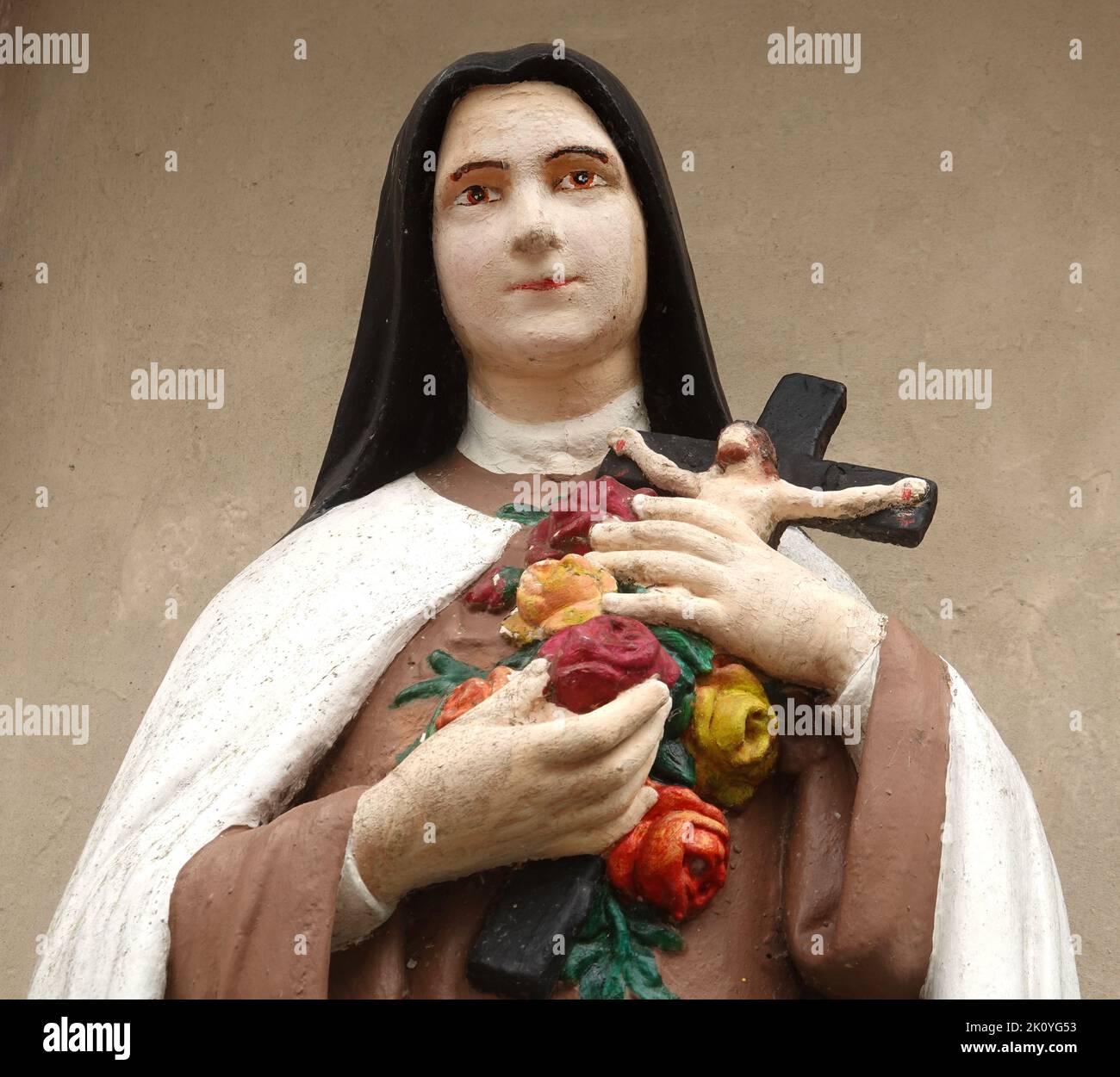 A statue of Saint Therese of Lisieux at the Catholic Church of The